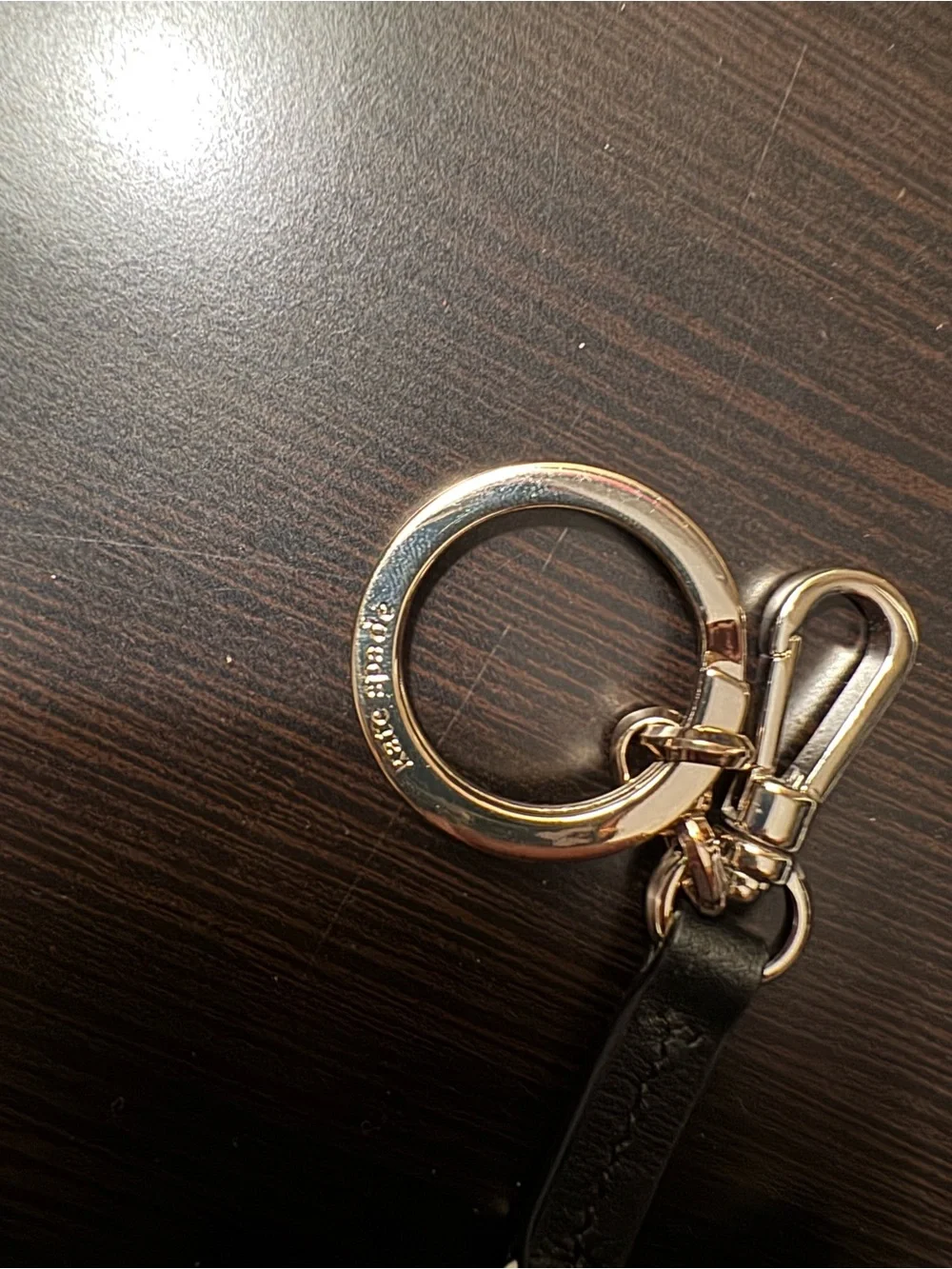 Kate Spade Leather Black Cat Face Keychain/FOB with Pink accents and tiger ey